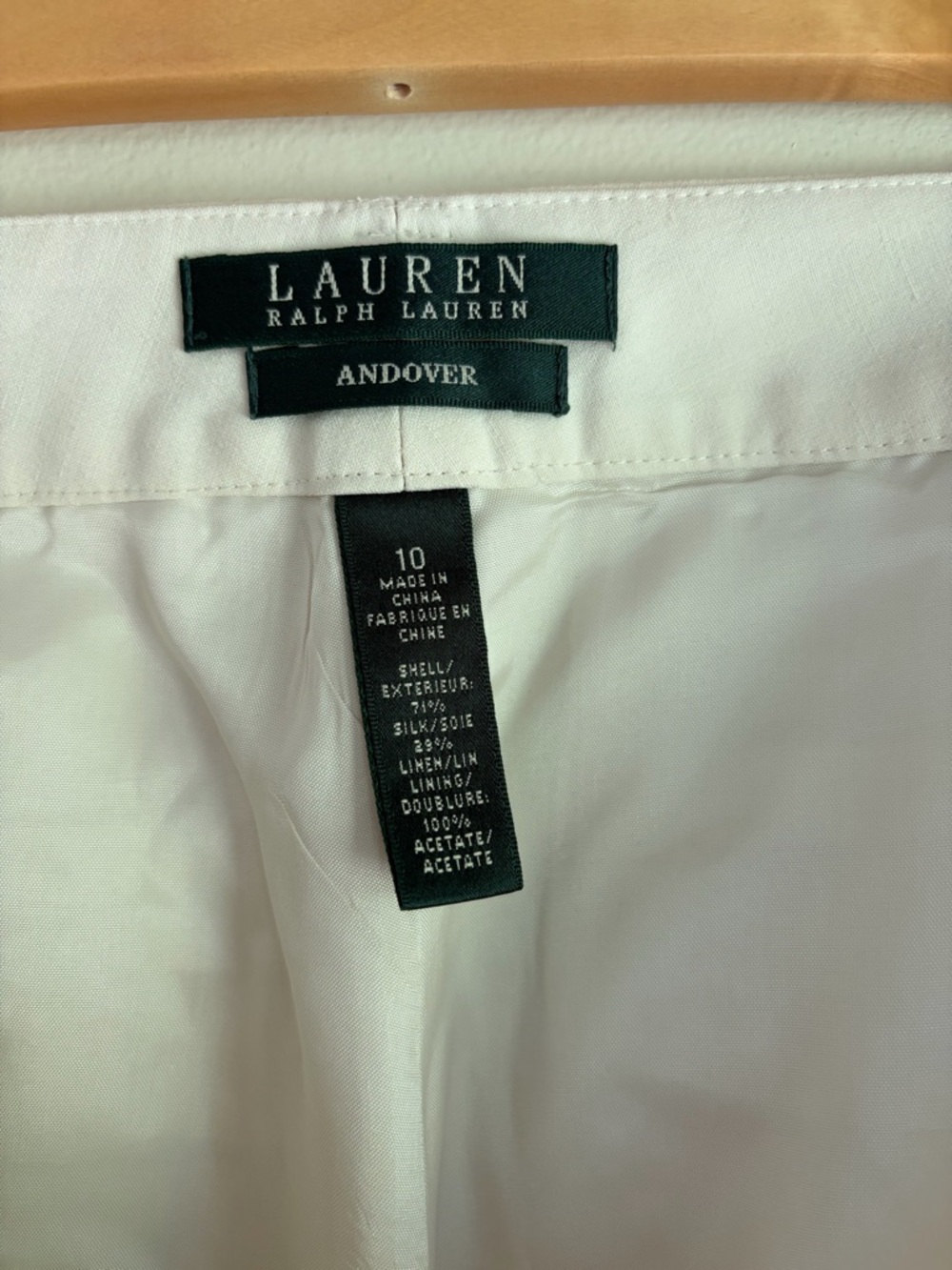 Lauren Ralph Lauren Women's Andover Ivory Silk Linen Wide Leg Trousers Size 10 - Picture 5 of 5